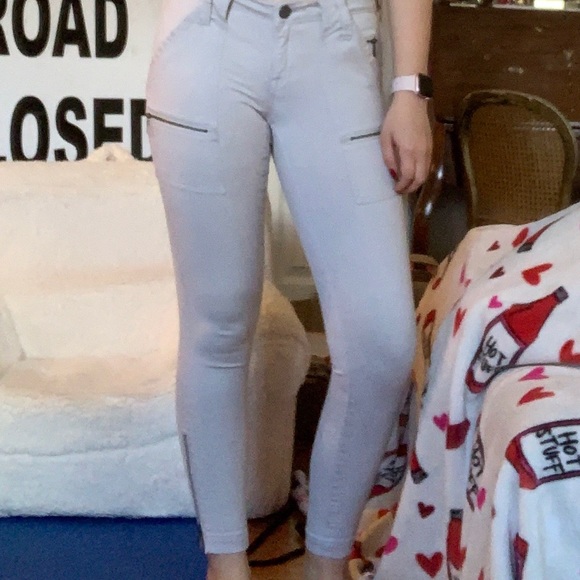 Joie light grey zipper accented skinny jeans - Picture 4 of 6
